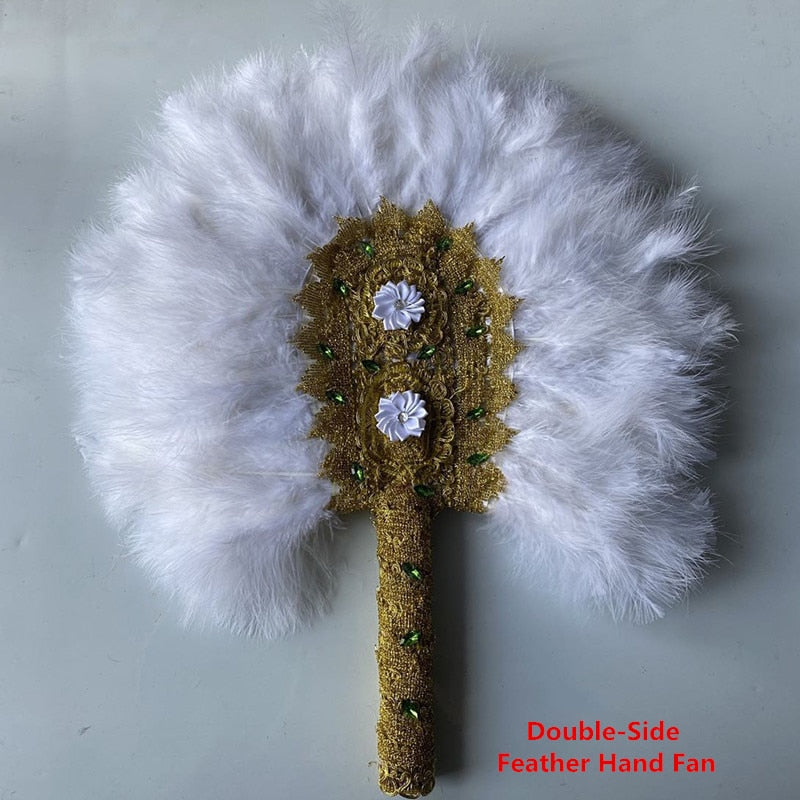 Handmade African Turkey Feather Hand Fan