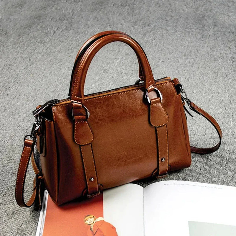 Genuine Leather Top Handle Bag