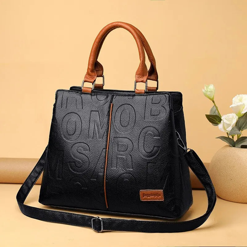 Fashionable Solid Color Shoulder Handbag