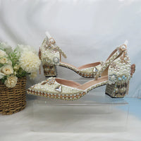 Luxury Crystal High and Low Heel Matching Shoe and bag Set  0-3cm