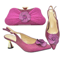 Fashionable Gold Ladies Shoes & Bags Set