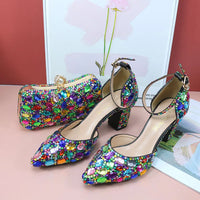 Multi Color Crystal Pointed Toe heel