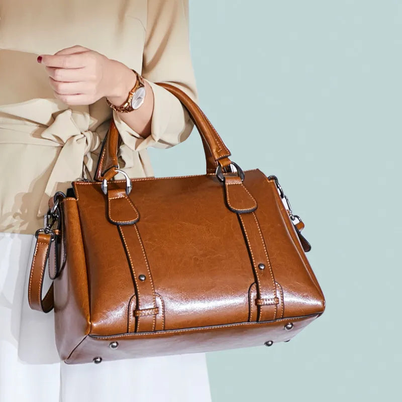 Genuine Leather Top Handle Bag