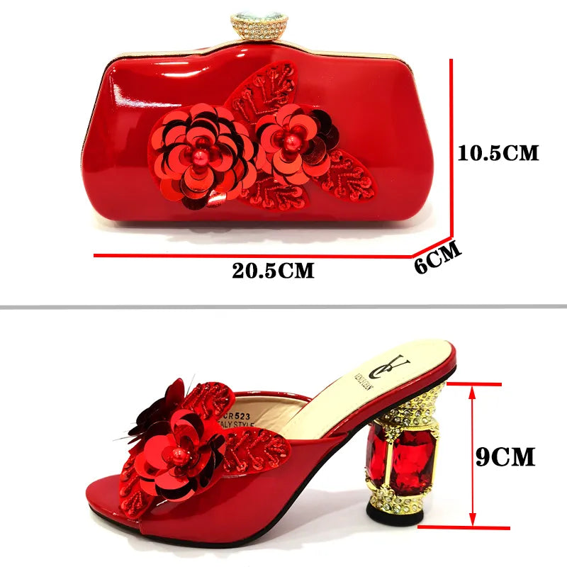 Elegant Leather Shoes And Bag Sets For  Parties